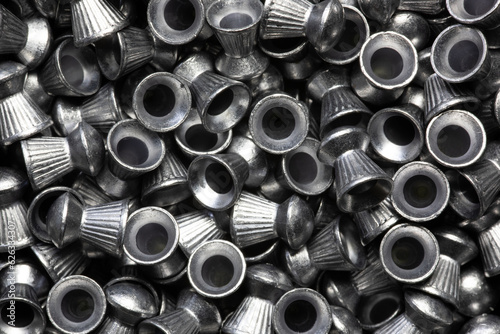 Closeup View of a Pile of Lead Air Gun Pellets photo