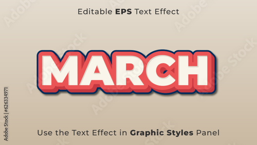 Editable EPS Text Effect of March for Title and Poster