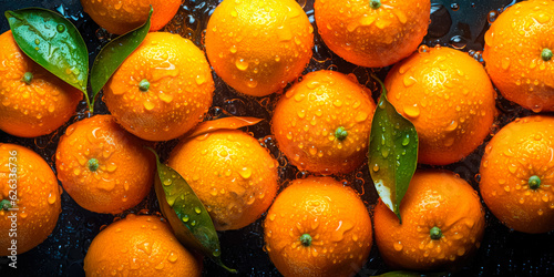 Orange fruit with water drops. Background food concept