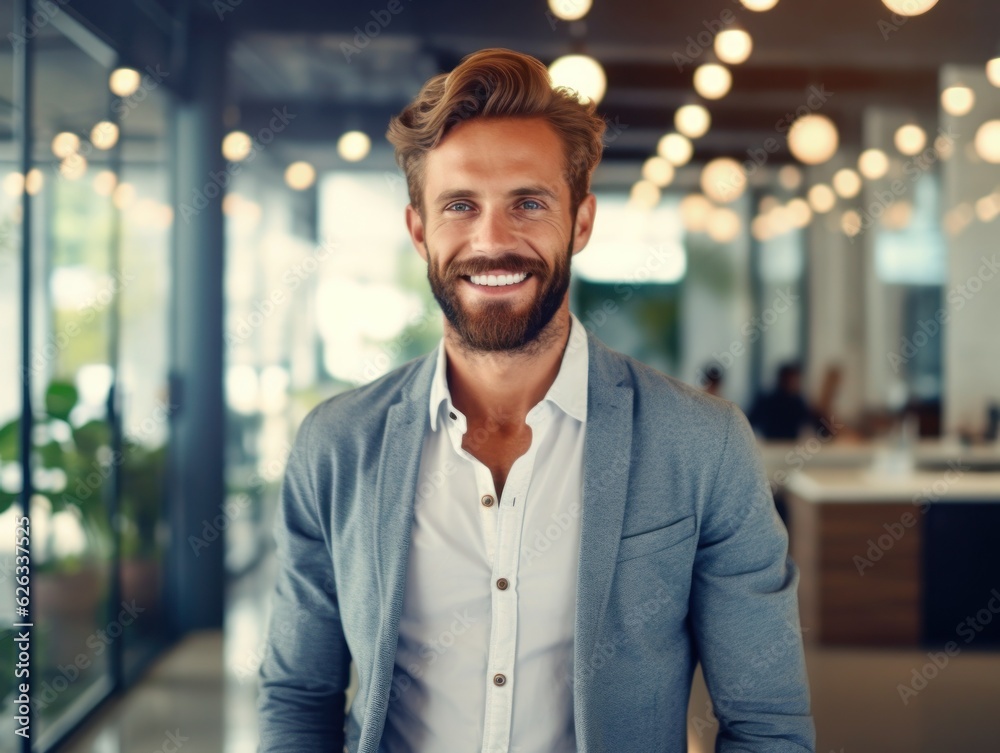 Confident handsome and successful man smiling and looking determined. 