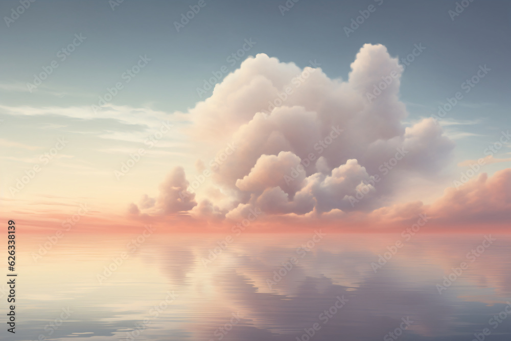 Cloud hovering above a serene body of water.