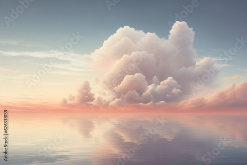 Cloud hovering above a serene body of water.