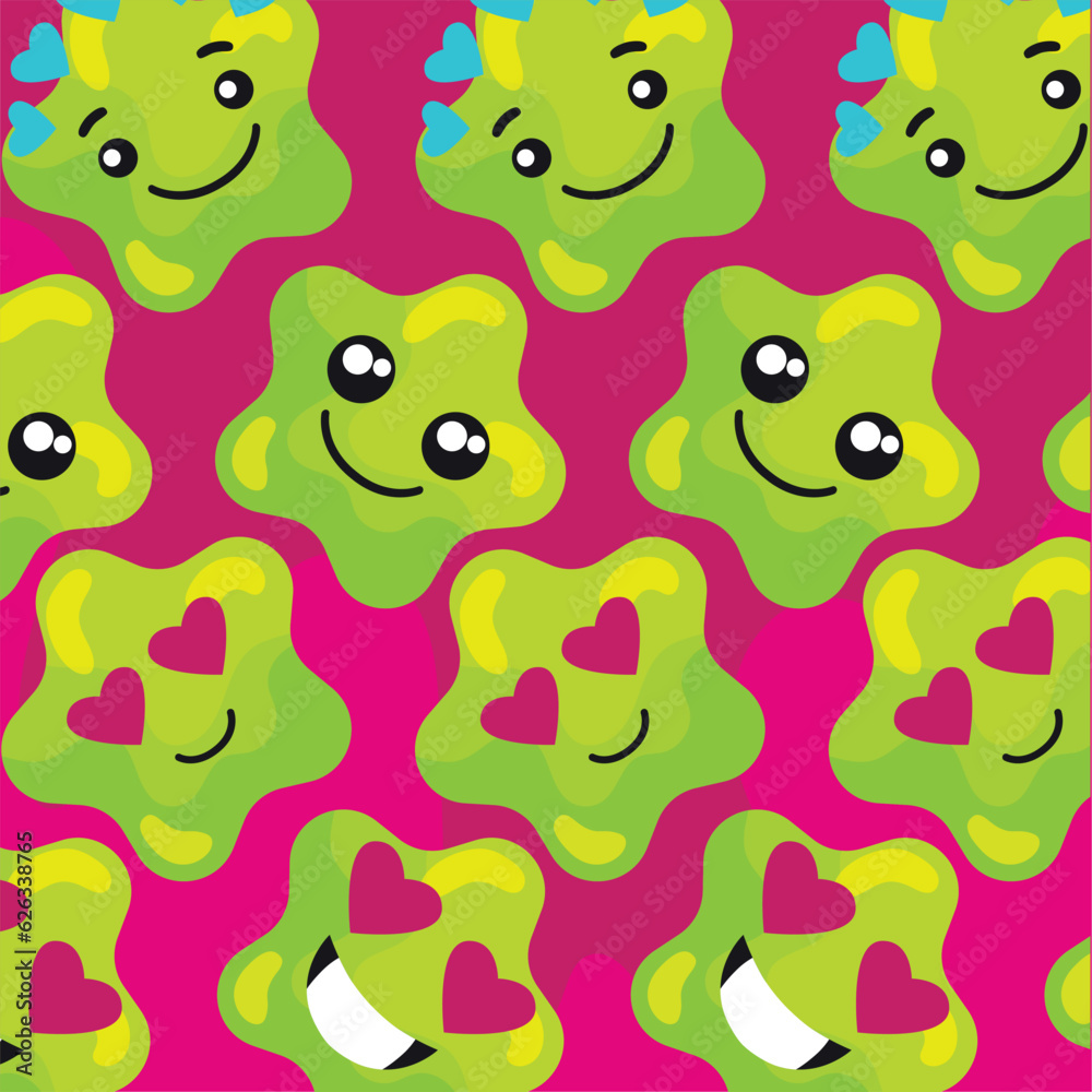 Naklejka premium Seamless pattern background with star shape emojis Vector