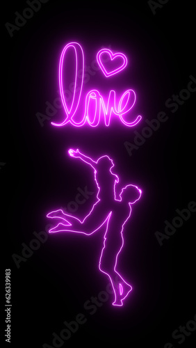 Beautiful Couple in Love Neon 
