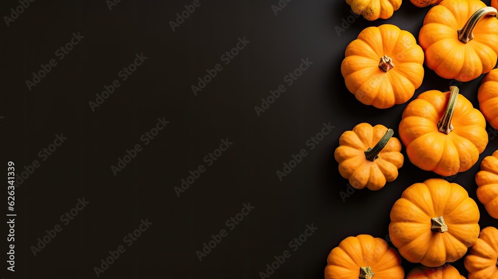 Halloween pumpkin orange black and white copy space with plain color autumn background