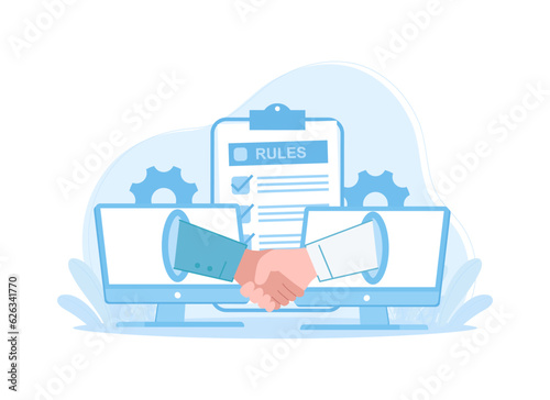 Vector graphic of handshake for business agreement concept flat illustration