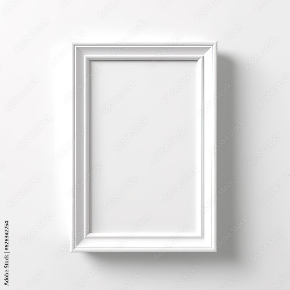 White picture frame on wooden wall White picture frame on wooden wall