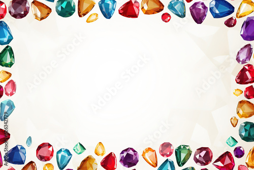 Colorful gemstones empty frame
