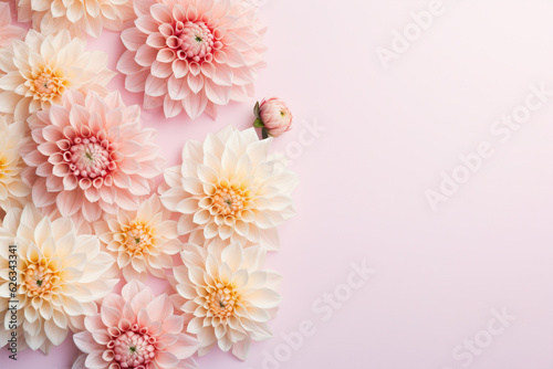 Wallpaper Mural Beautiful Dahlia flowers on side of pastel pink background Torontodigital.ca