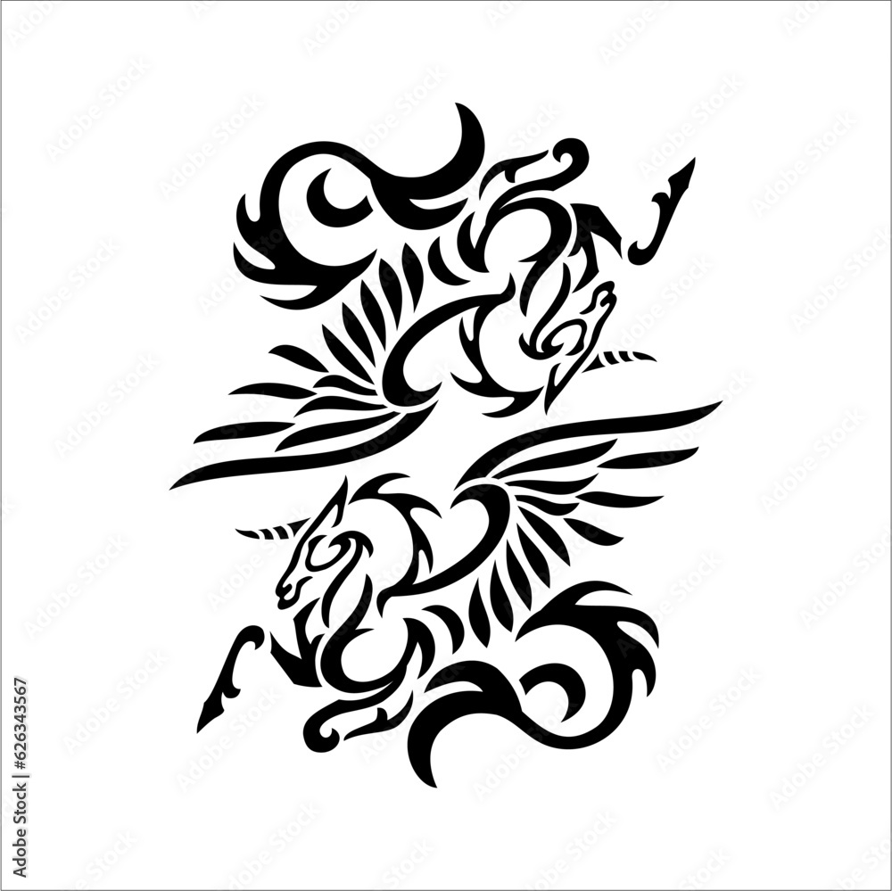 Fototapeta premium vector illustration of two winged horses can be used as graphic design