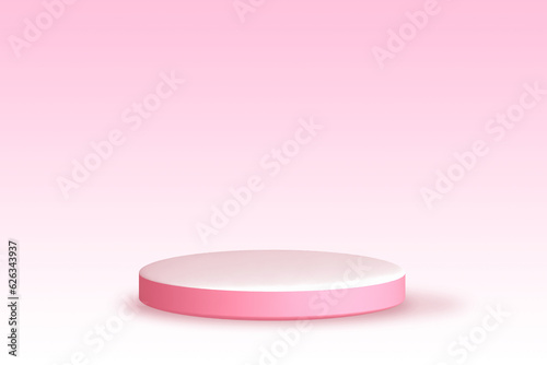 3D Podium Pedestal With Pink Background For Cosmetics Product