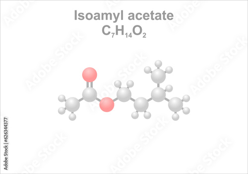 Simplified scheme of the isoamyl acetate molecule. Main flavoring component of banana aroma and important aroma component of beer.