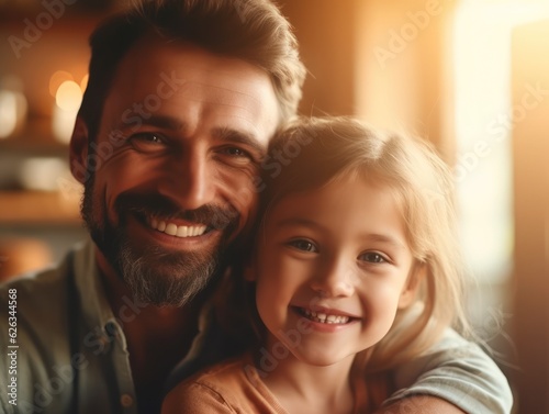 Happy Father Day. Father and daughter smiling happily. Generative AI