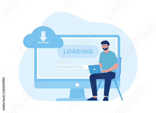 The process of loading input data concept flat illustration