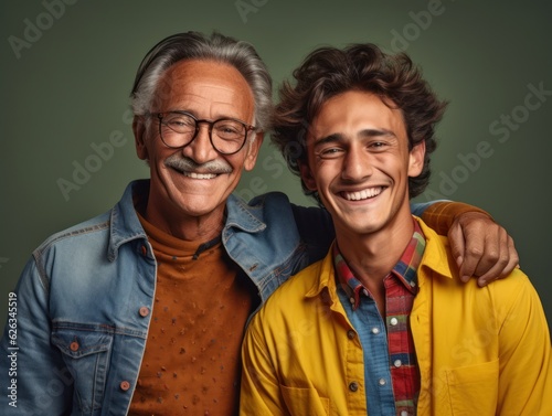 Happy Father Day. Father and son smiling happily. Generative AI
