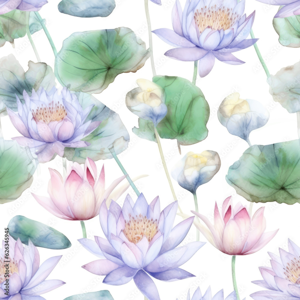custom made wallpaper toronto digitalSeamless Lotus Flowers and Buds with Green Leaves for Fabric and Decorative Patterns.  water lily flowers seamless pattern