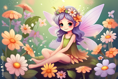 a cute fairy of flowers