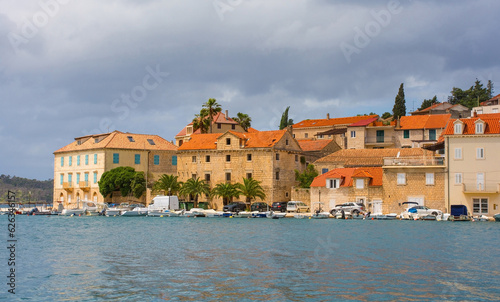 The waterfront of Milna Village on the west coast of Brac Island in Croatia