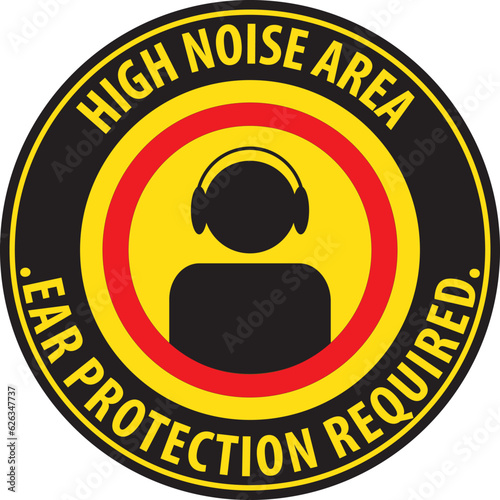 High noise area illuminated warning sign vector eps
