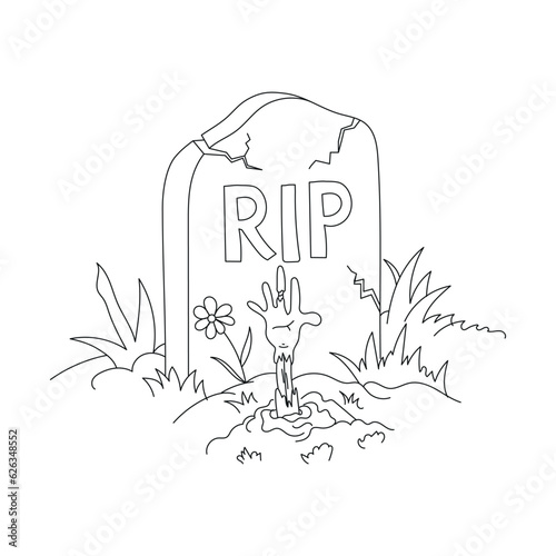 Halloween theme outline illustration for coloring page