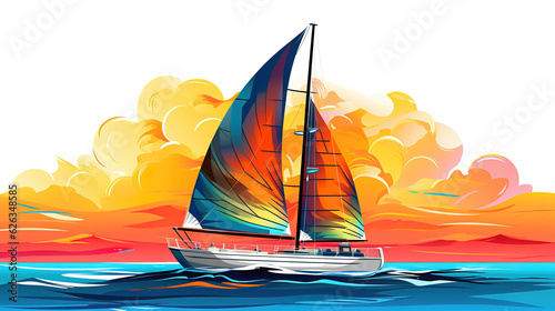 Sailing boats in the sea. Generative Ai