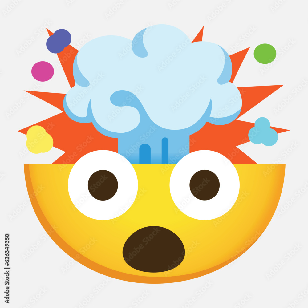 Exploding Head vector icon. Isolated yellow face with an open mouth