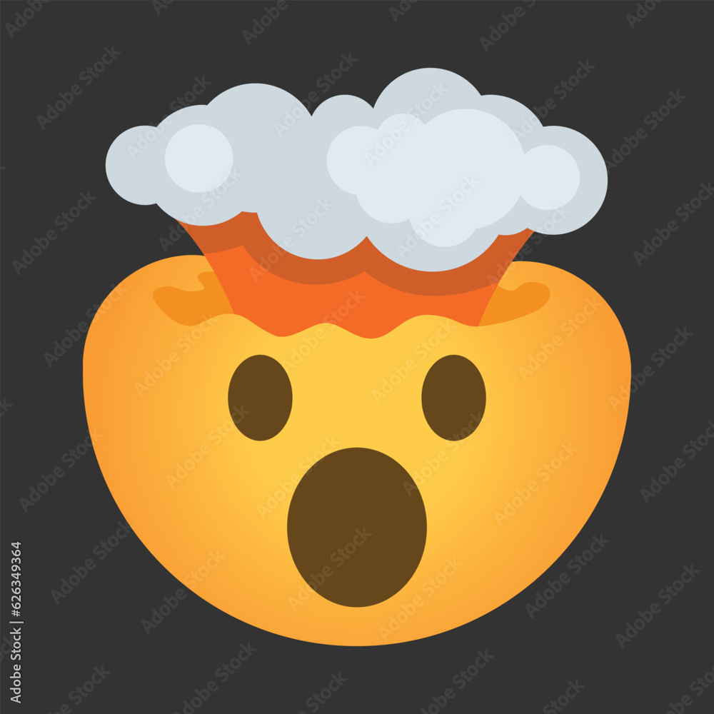 Exploding Head vector icon. Isolated yellow face with an open mouth