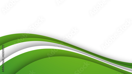 Abstract green curve background with paper cut style. Vector illustration