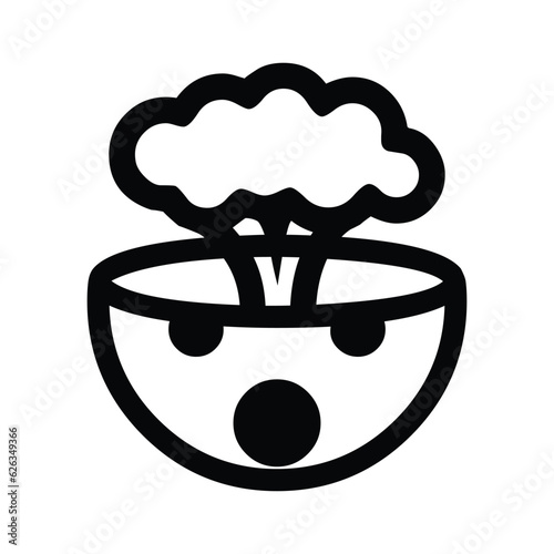 Exploding Head vector icon. Isolated yellow face with an open mouth, the top of its head exploding. Shock, awe, amazement, disbelief emotion sign emoji sticker.
