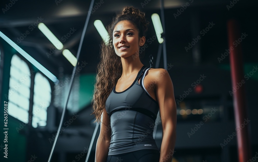Young woman in the gym. AI