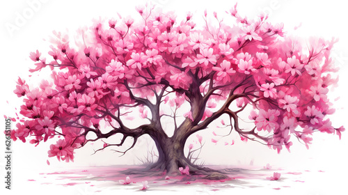 Beautiful cherry tree with tender flowers. Generative Ai
