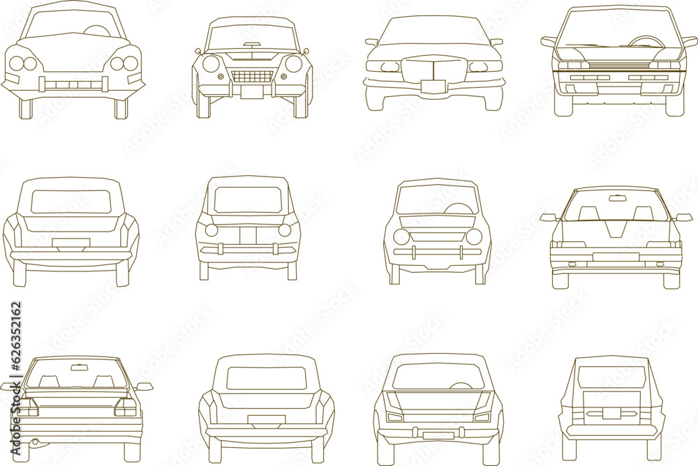 Sketch vector illustration of family suv car design view from front