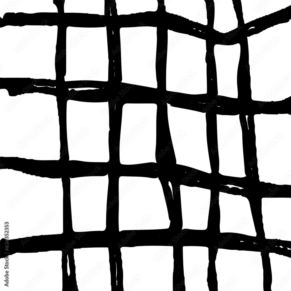 The pattern of the uneven cage is hand-drawn. Vector. Grunge.