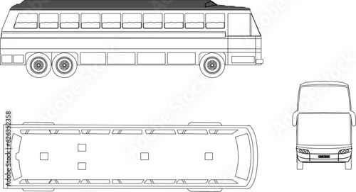 Vector sketch illustration of classic old fashioned bus car design for transporting passengers