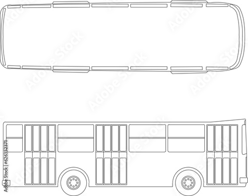 Vector sketch illustration of classic old fashioned bus car design for transporting passengers