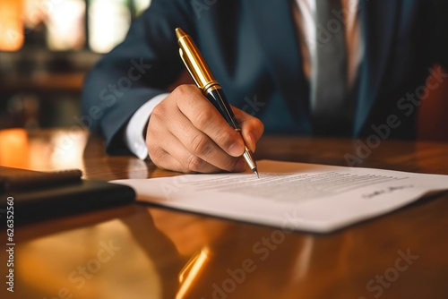 Business professional signing important contract