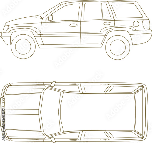 Vector sketch illustration of minivan car design for small family in big cit
