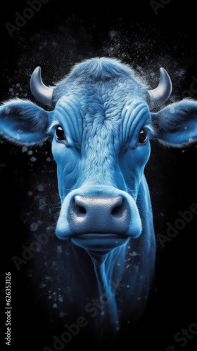 A Playful Depressed Blue Cow