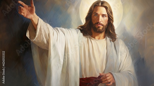 Jesus preaches to people, teaches people, Jesus Christ,Generative AI