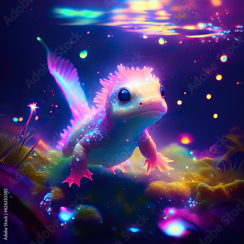 Fantasy fish on the background of the sea. 3d rendering AI Generated