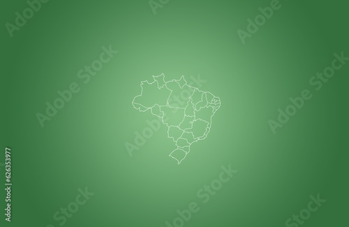 Ilustração do mapa do Brasil com contorno branco em um fundo verde photo