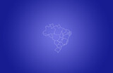 Ilustração do mapa do Brasil com contorno branco em um fundo azul