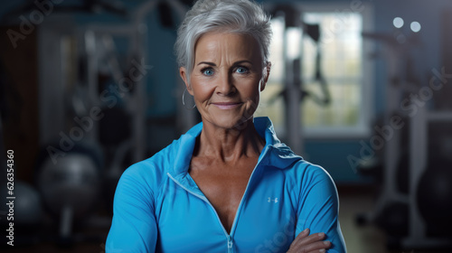 An older, athletic woman stands with her arms crossed in front of the gym. Free Download An older, athletic woman stands with her arms crossed in front of the gym. - GFXLoad
