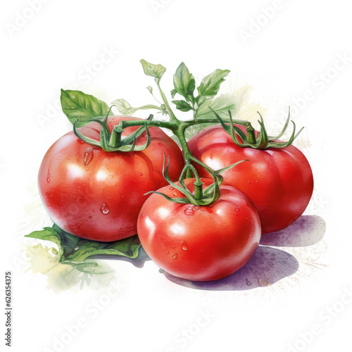 Tomaten in Wasserfarben Stil, ideal für Speisekarten und Restaurants, italienisches Essen, mediterran