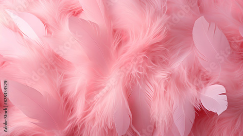Beautiful pink feathers texture background swan feathers. Generative Ai