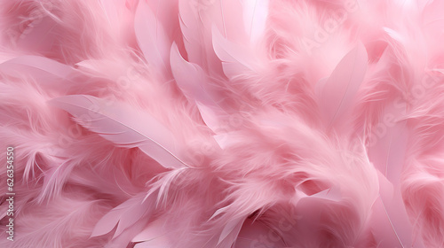 Border template with pink feather. Generative Ai