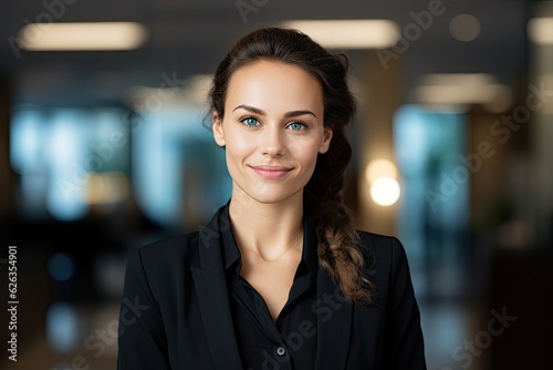 A female hotel manager standing in the lobby  business portrait  AI generated