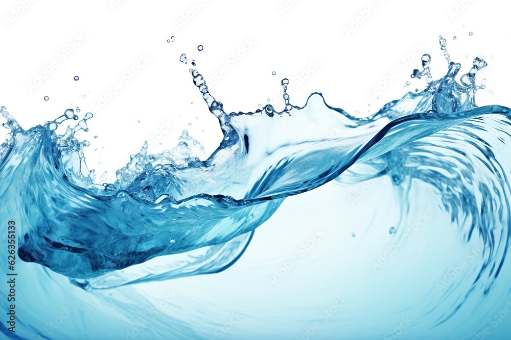 Obraz premium Water Curved Wave on White - Generative ai
