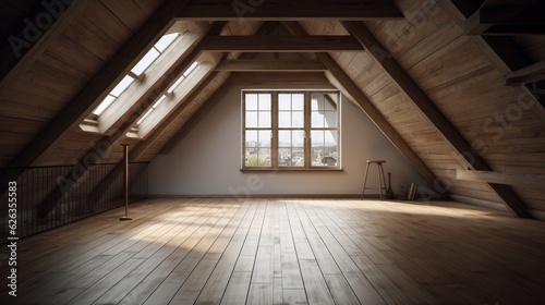 home interior attic space area blank space template creative interior design background,ai generate