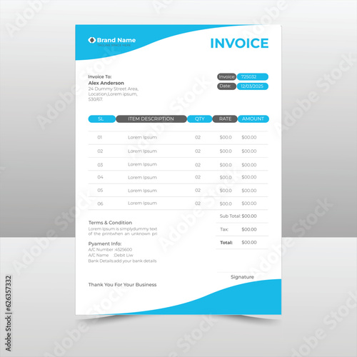 clean invoice template vector design